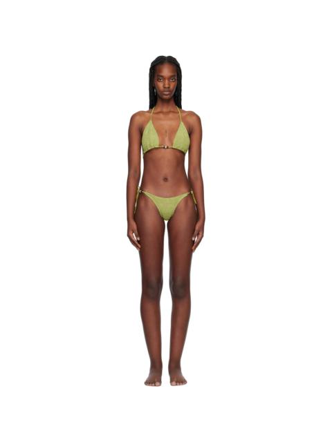 bond-eye Green Beaded Ingrid Triangle & Beaded Tie Side Vista Bikini
