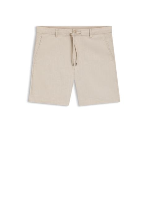 BOSS REGULAR-FIT SHORTS IN A LINEN BLEND WITH DRAWCORD