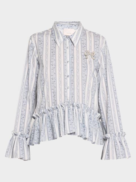 Cinq à Sept Daxel Ruffled Peplum-Hem Shirt