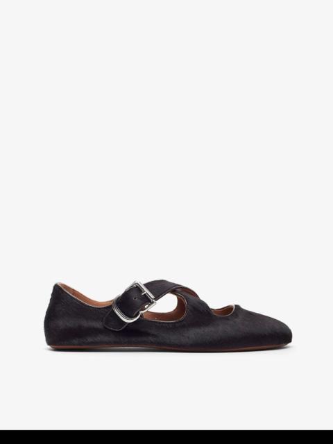 Alaïa Criss cross brown ballet flats