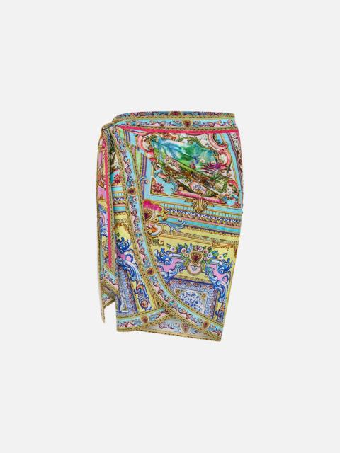 CAMILLA EYELET WRAP MINI SKIRT WITH TIE WAIST