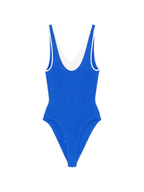 Hunza G textured trim swimsuit