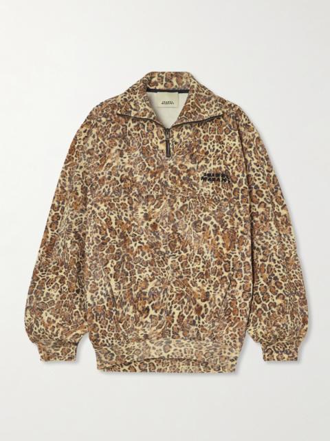 Isabel Marant Wilda Embroidered Leopard-print Cotton-blend Jersey Sweatshirt
