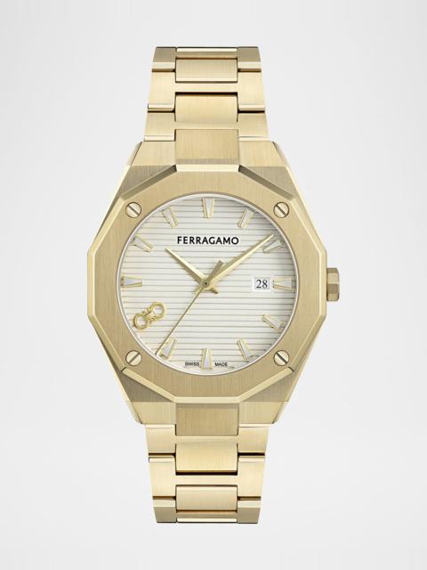 FERRAGAMO Men's Ferragamo Edge 40mm IP Yellow Gold Bracelet Watch