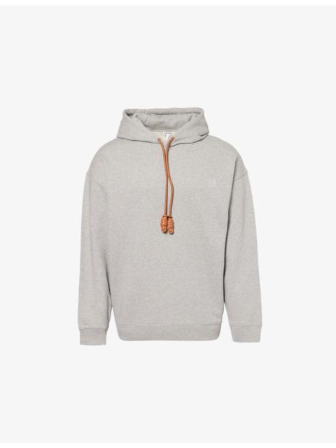 Loewe Leather-Drawstring Relaxed-Fit Cotton-Jersey Hoodie