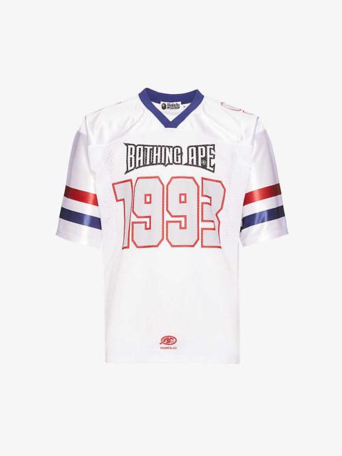 A BATHING APE® Graphic-print V-neck relaxed-fit mesh T-shirt