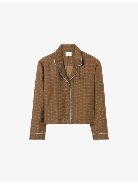 Claudie Pierlot Collared Graphic-Print Silk Shirt