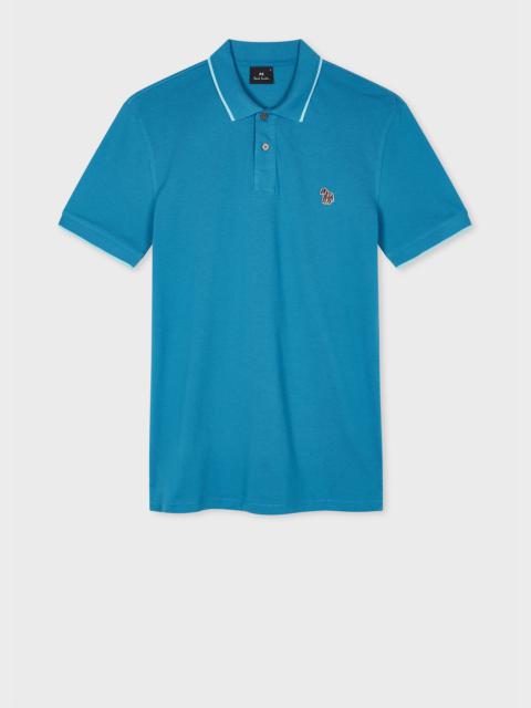 Paul Smith Slim-Fit Blue Zebra Logo Polo Shirt With Contrast Tipping