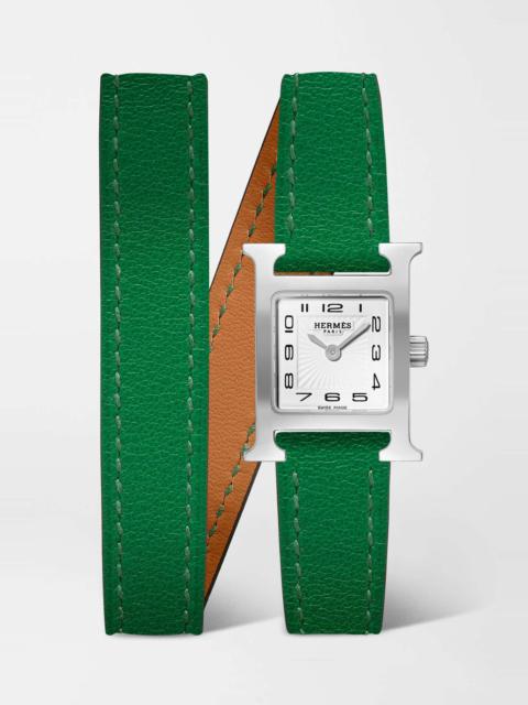 Hermès Heure H Double Tour 21mm mini stainless steel and leather watch