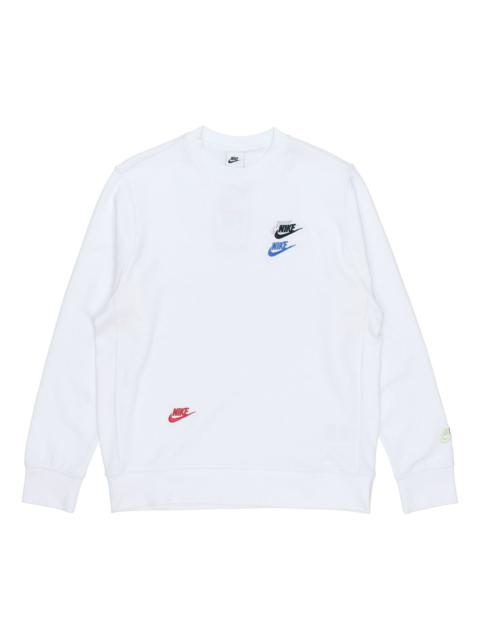 Men's Nike Contrasting Colors Logo Casual Sports Round Neck Embroidered Pullover White DJ6915-100