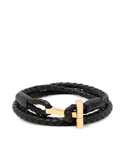 TOM FORD WOVEN LEATHER T-BRACELET