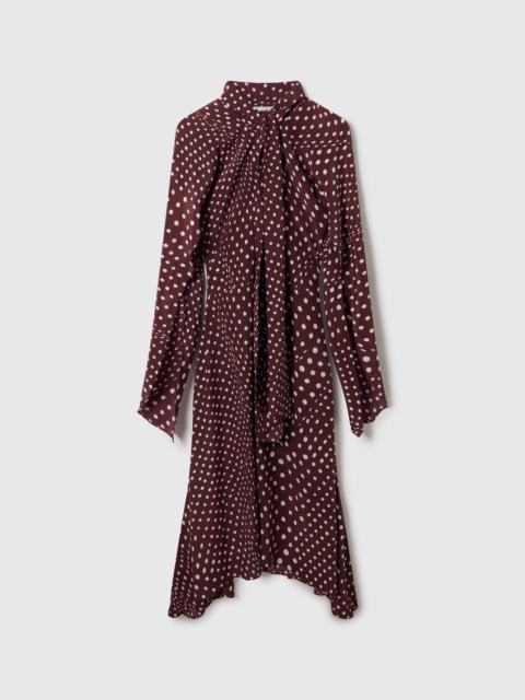 Stella McCartney Tie-Neck Polka Dot Silk Dress