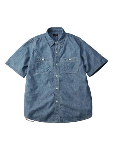 THE FLAT HEAD FN-SCK-010S 5oz S/S Chambray Work Shirt Blue