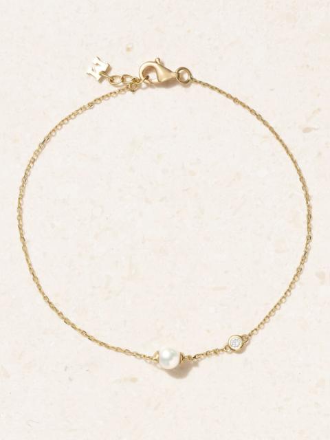 MATEO 14-karat gold, pearl and diamond bracelet Gold