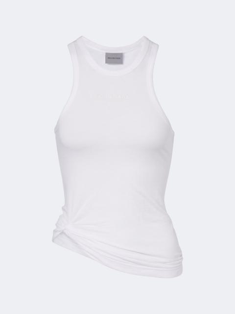 BALENCIAGA Logo gathered cotton jersey tank top