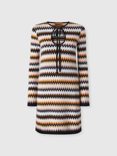 Missoni Zigzag wool mini-dress with contrasting piping