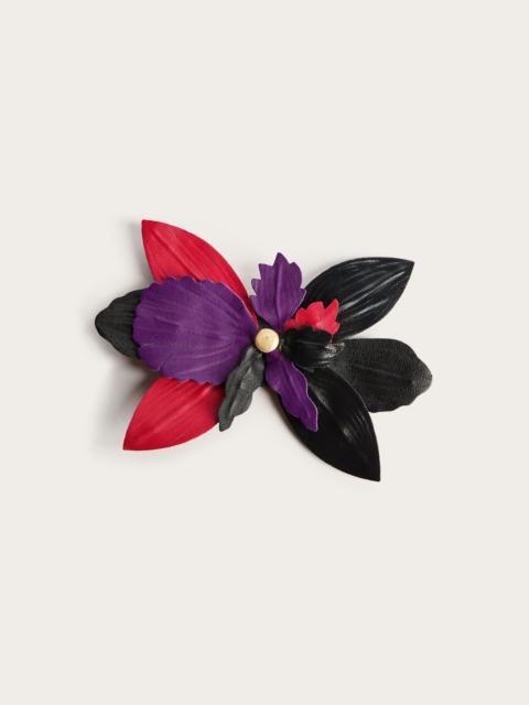 PUCCI LEATHER FLOWER BROOCH