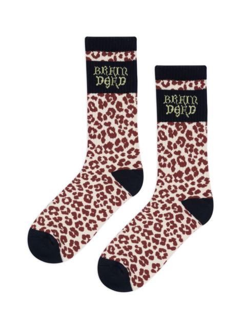 【関税込み】BRAIN DEAD \"Slub 2 Stripes\" socks Brain Dead: Men's Slub 2 Stripes Crew Sock (Light Blue