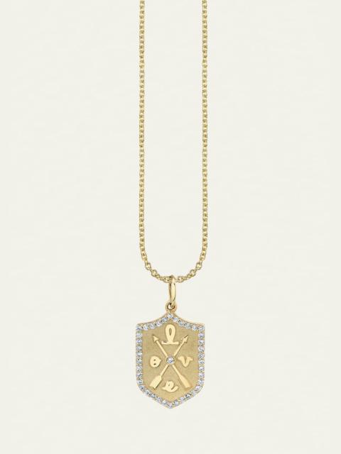 SYDNEY EVAN Small Love Script Pave Border Charm Necklace