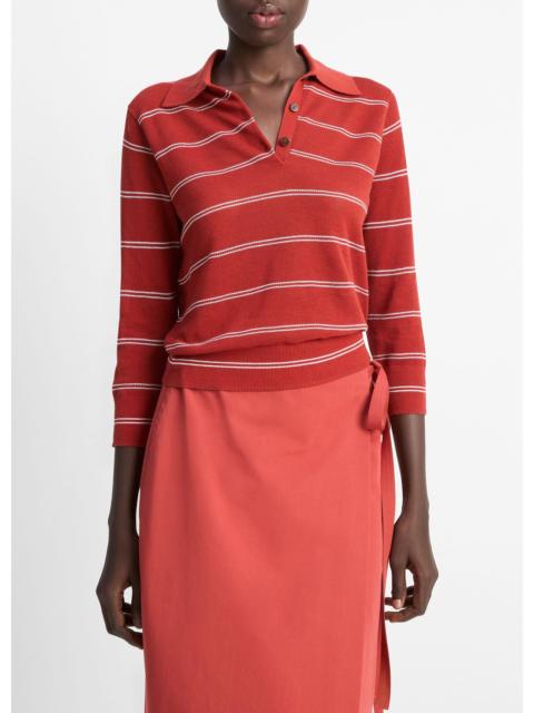 Vince Striped Italian Cotton Piqué Polo Shirt
