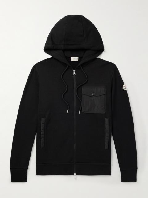 Moncler Shell-Trimmed Cotton-Blend Jersey Zip-Up Hoodie