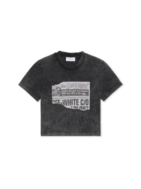 Off-White News Print 90s Crop Logo Tee