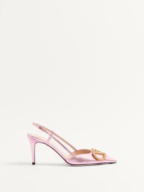 VLOGO SIGNATURE SLINGBACK PUMP IN LAMINATED NAPPA LEATHER 80MM