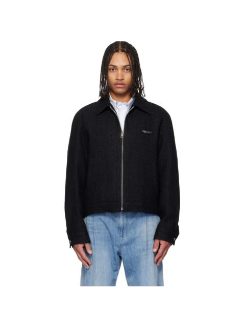 Wooyoungmi Black Tweed Zip-Up Jacket