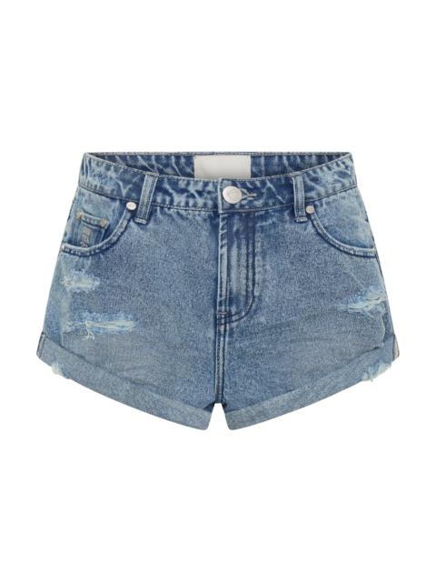 ONE TEASPOON Long Bandits Low Waist Denim Shorts - Salty Dog Blue
