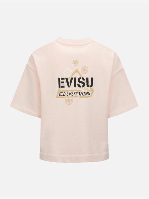 EVISU KAMON AND LOGO PRINT DROP-SHOULDER CROPPED SWEATSHIRT