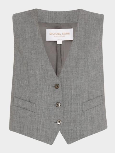 MICHAEL KORS COLLECTION Single-Breasted Wool-Stretch Crop Vest