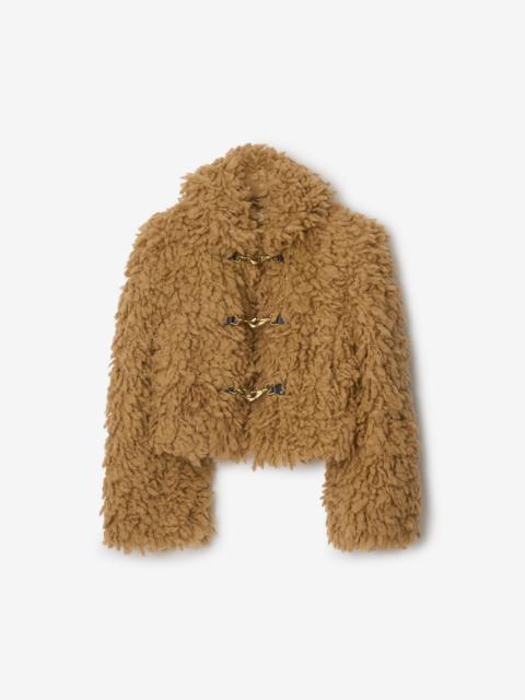 Burberry Cropped Wool Blend Fringe Jacket