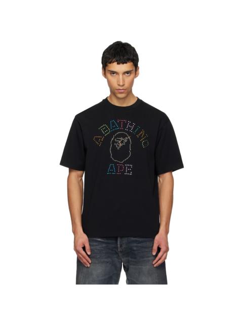 A BATHING APE® Black Rhinestone College Relaxed Fit T-shirt