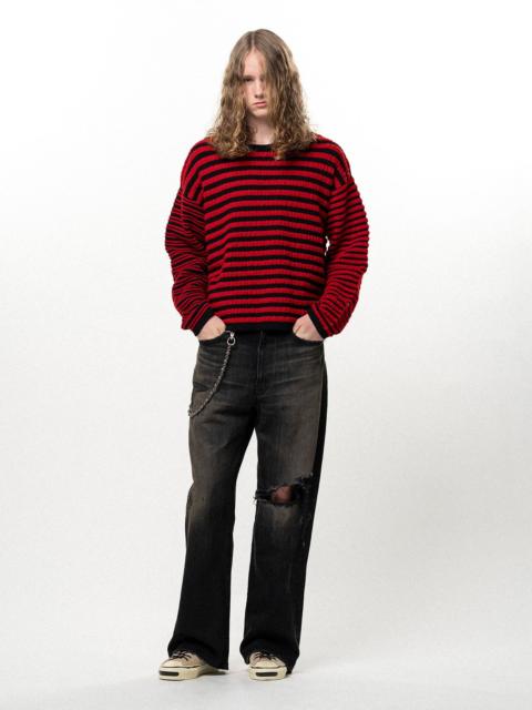 KAMIYA Horizontal Multi Stripe Bouclé Knit
