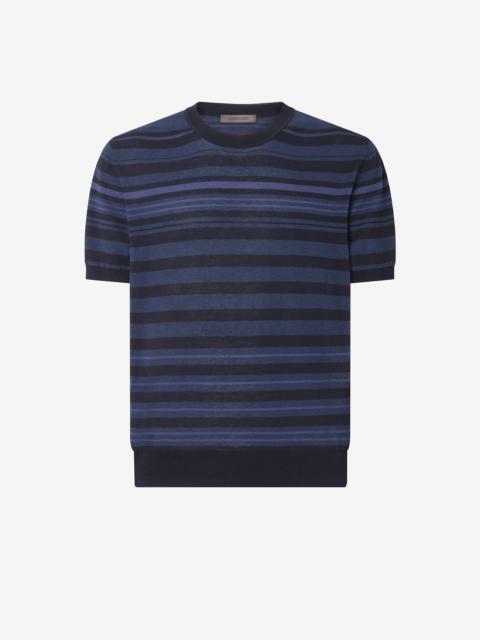 CORNELIANI Blue ice cotton and silk knitwear