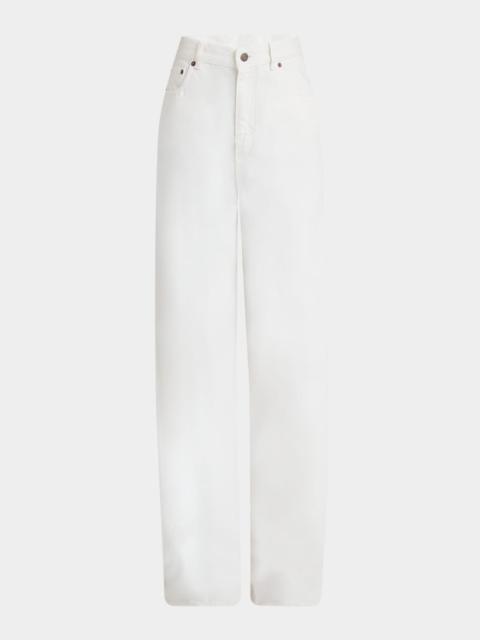 Chloé High-Rise White Denim Wide-Leg Palazzo Pants