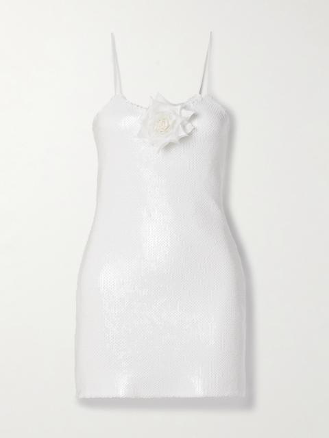 RODARTE Embellished Silk-trimmed Sequined Tulle Mini Dress