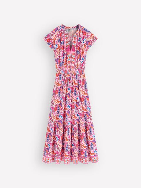BODEN Tala Tiered Jersey Maxi Dress-Pink, Flourishing Meadow