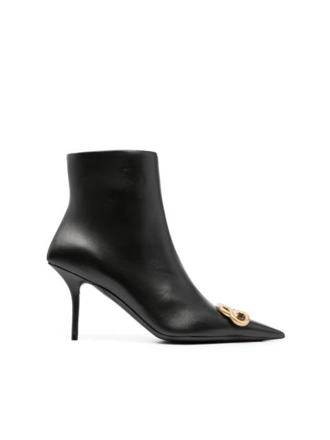 logo-plaque pointed-toe ankle boots
