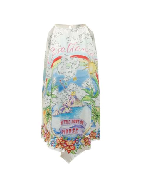 CASABLANCA graphic-print halterneck dress
