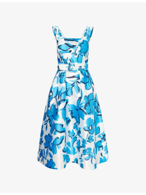 REBECCA VALLANCE Sapphira Flared Woven Midi Dress