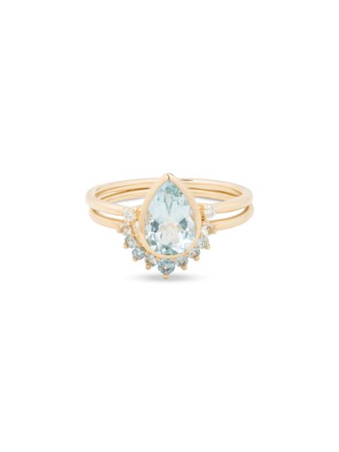 STONE AND STRAND Teardrop Aquamarine Ring Set