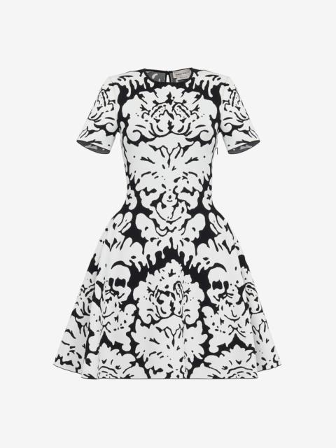 Alexander McQueen Women's Damask Jacquard Mini Dress in Black/white