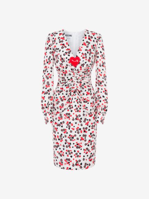 Moschino ALL-OVER HEARTS SILK TWILL DRESS