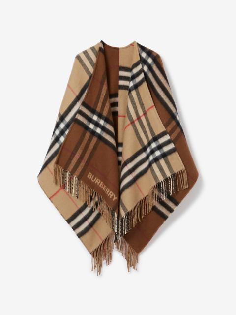 Contrast Check Wool Cashmere Cape