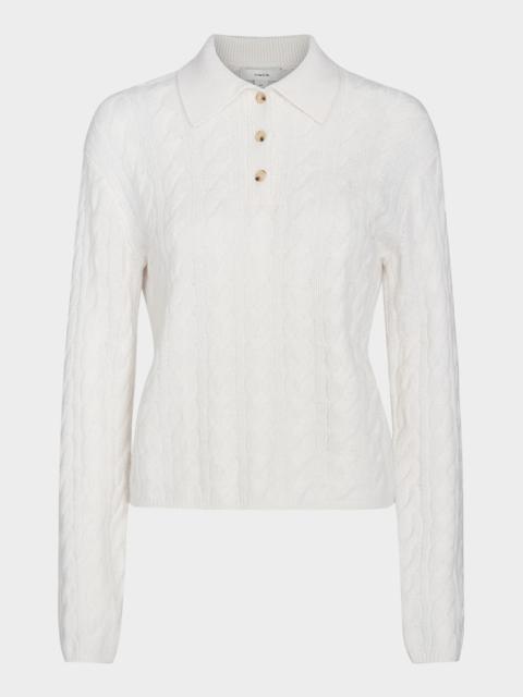 Vince Wool and Cashmere Cable-Knit Polo Sweater