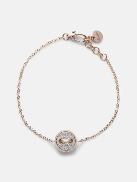 Pomellato Pom Pom Dot 18kt rose gold chain bracelet with white diamonds and mother of pearl