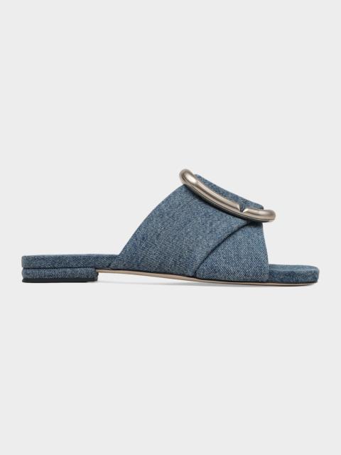 Marc Jacobs The Criss Cross Denim Flat Slide Sandals