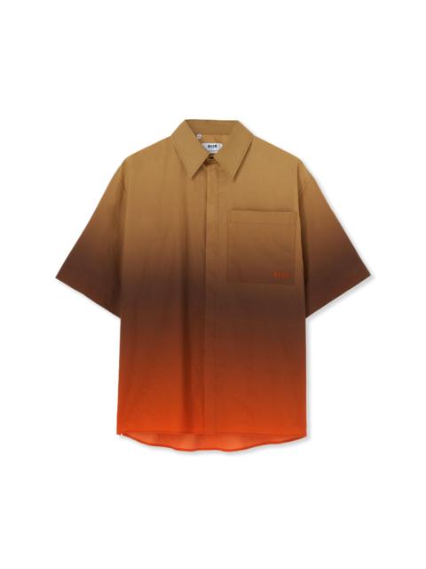 MSGM Short sleeve poplin shirt with faded print