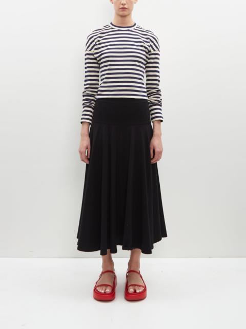 Plan C Long Cotton Knit Flared Skirt